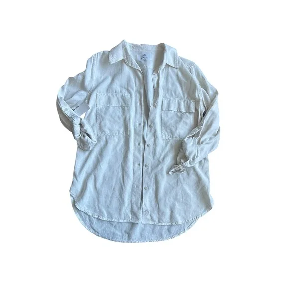 Babaton Utility Button Down Shirt Garment Dyed Matte Pearl Off White XS NEW - Picture 4 of 10